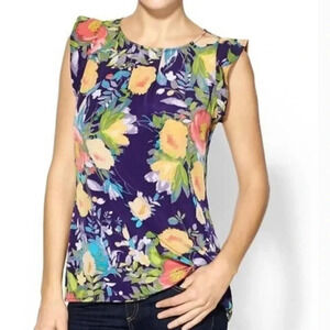 Anthropologie Pim + Larkin Floral Sleeveless Blouse Size Small